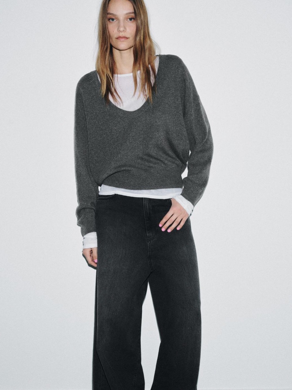Zara Deep Neck Knit Jumper